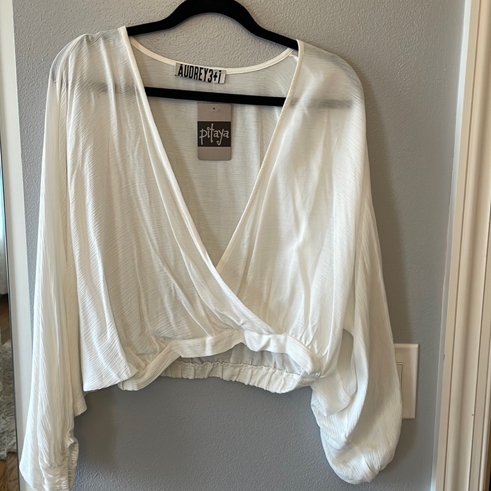 Audrey 3+1 Womens Crepe Kimono Sleeeve